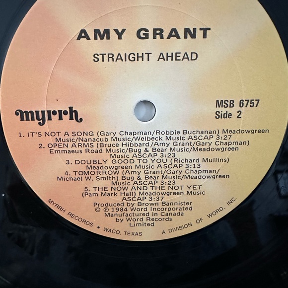 AMY GRANT 'Straight Ahead' Vinyl LP Record 1984 MSB6757 - Picture 5 of 10